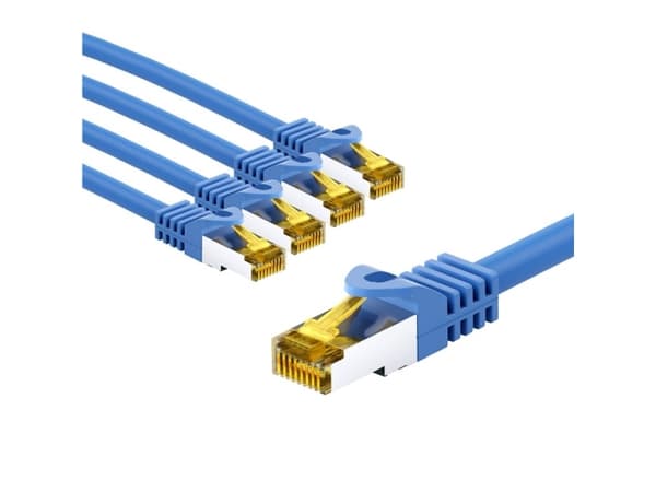 Goobay RJ45 CAT 6A S/FTP patch-kaapeli (PiMF), 500 MHz, CAT 7 raakakaapelilla, 3 m, sininen, 5 - Kaapelin pituus 3 m