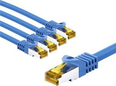 Goobay RJ45 CAT 6A S/FTP patch-kaapeli (PiMF), 500 MHz, CAT 7 raakakaapelilla, 3 m, sininen, 5 - Kaapelin pituus 3 m
