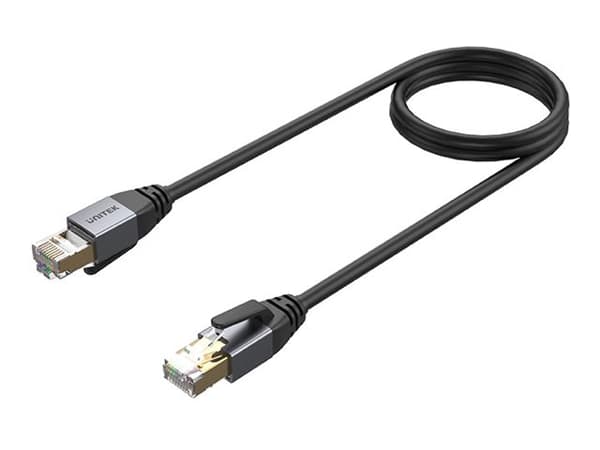 Unitek - Nettverkskabel - RJ-45 (hann) til RJ-45 (hann) - 3 m - 6.8 mm - S/FTP - CAT 8 - uten hindringer - svart