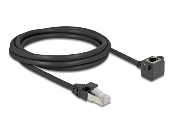 Delock - Nätverksförlängningskabel - RJ-45 (hane) till RJ-45 (hona) nedåtriktad - 2 m - 6 mm - skärmad F/UTP - CAT 6 - stöd för Gigabit Ethernet - sv