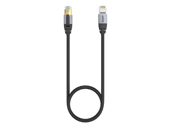 Unitek - Nettverkskabel - RJ-45 (hann) til RJ-45 (hann) - 1.5 m - 6.8 mm - S/FTP - CAT 8 - uten hindringer, med støvel - svart