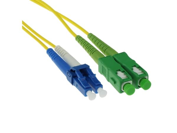 ACT 20 meter LSZH Singlemode 9/125 OS2 fiber patch cable duplex with SC/APC and LC/UPC connectors