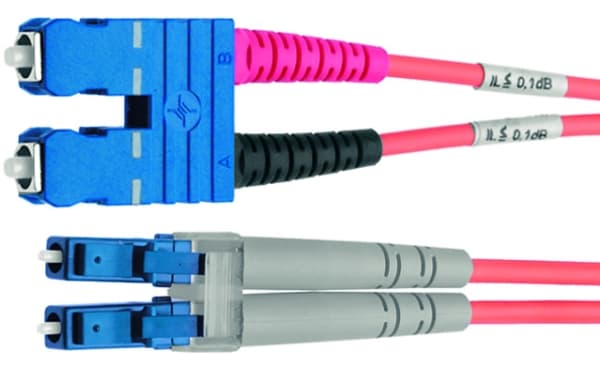 Telegärtner LWL dupleks adapterkabel 2E9/125 OS2, 1. side SC dupleks, 2. side LC dupleks, 10,0m, hus: blå, kabel: gul - 1 stk (L00895A0040)