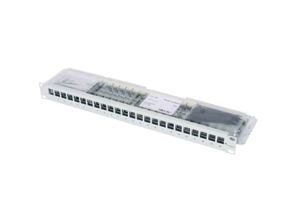 Telegärtner 100007013 24 porte Netværk-patchpanel 483 mm (19) CAT 6A 1 U Gråhvid (RAL 7035) med stik