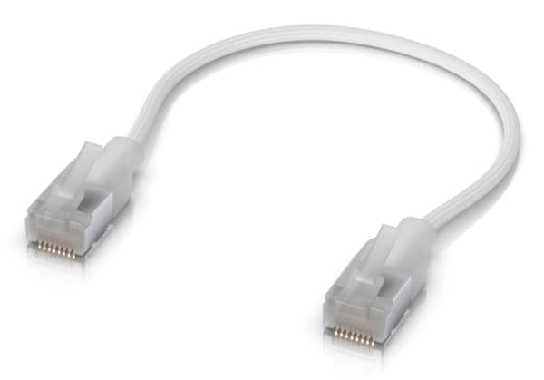 Ubiquiti UniFi - Koblingskabel - RJ-45 (hann) til RJ-45 (hann) - 15 cm - 3 mm - skjermet - CAT 6a - med støvel, innendørs - hvit