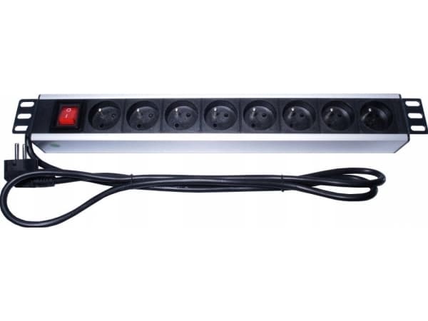 PremiumCord PremiumCord Strømforsyningspanel for 19" rack 1,5U, 8x230V, 2m kabel, bryter