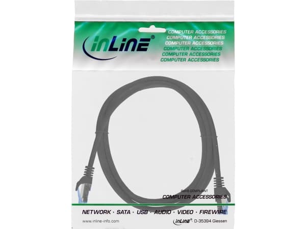 InLine Patch-kabel Cat.6A S/FTP TPE LSZH CCA svart 1m - Kabel - Nettverk (72601S)