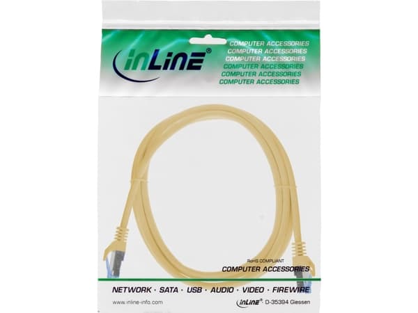 InLine patchkabel Cat.6A S/FTP TPE LSZH CCA gul 0,5m - Kablar - Nätverk (72655Y)