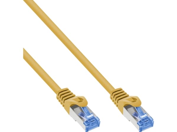 InLine patchkabel Cat.6A S/FTP TPE LSZH CCA gul 0,5m - Kablar - Nätverk (72655Y)