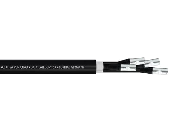 Cordial CSE 10 NN 6A PUR QUAD, 10 m, Cat6a, S/FTP (S-STP), 4 x RJ-45, 4 x RJ-45, Sort
