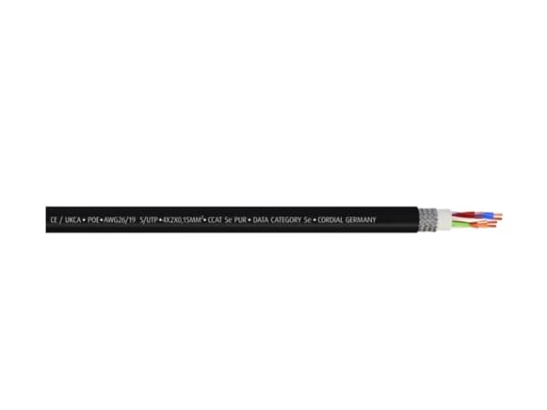 Cordial 15556, 1 m, Cat5e, S/UTP (STP), RJ-45, RJ-45, Sort