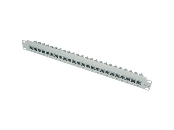 Telegärtner 100007007 24 portar Nätverkspanel 483 mm (19) CAT 6A 1 U Grå Vit (RAL 7035) med kontaktdon