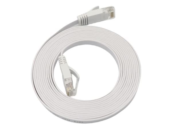 MicroConnect - Nätverkskabel - RJ-45 (hane) till RJ-45 (hane) - 7 m - 6 mm - U/UTP, oskärmad - CAT 6a - hakfri, halogenfri, tvinnad, platt - vit