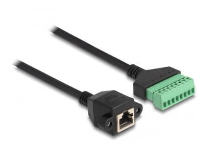 Delock - Nettverkadapterkabel - 8-pins terminalblokk (hunn) til RJ-45 (hunn) skrubar - 2 m - UTP - CAT 6 - svart/grønn