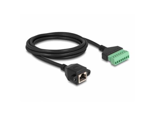 Delock - Nettverkadapterkabel - 8-pins terminalblokk (hunn) til RJ-45 (hunn) skrubar - 2 m - UTP - CAT 6 - svart/grønn