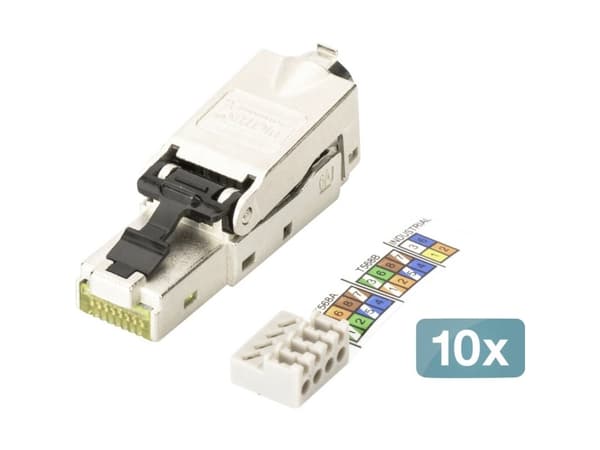 Digitus DN-93631-10, RJ-45, Sølv, Hankjønn, Rett, Zink, Cat6a