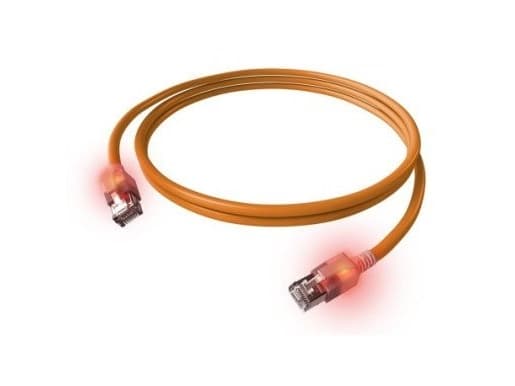 EasyLan S/FTP DualBoot LED Cat.6A liitäntäkaapeli, RJ45 / RJ45, LSOH, oranssi, 3 m, 3 m