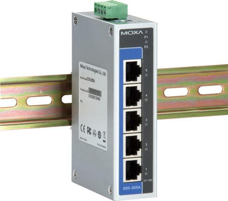 Moxa industriel switch, 5xRJ45, 10/100Mbps, IP30, 12-48V redundant, DI