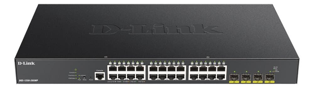 D-Link DGS-1250-28XMP - 24-port Gigabit PoE Smart Managed Switch with 4x 10G SFP+ ports, 370Watts