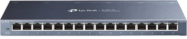 TP-LINK 16-Port desktop switch, Gigabit, plug and play, white musta