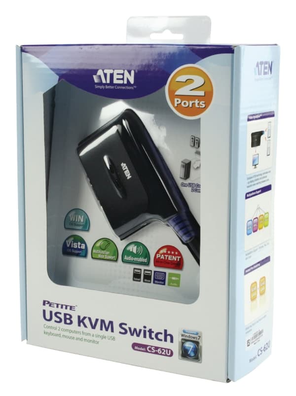 Atena CS62 US2-Port KVM Switch Svart