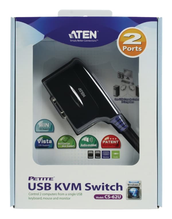 Atena CS62 US2-Port KVM Switch Svart