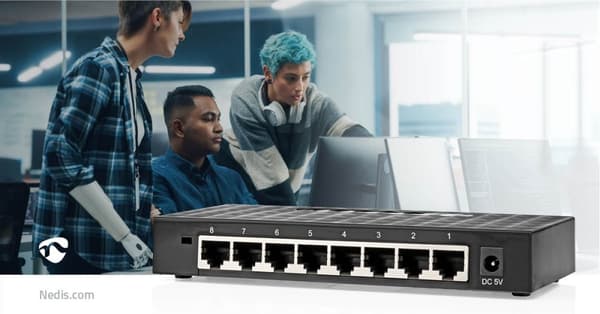 Nedis Nätverksomkopplare | Trådbunden hastighet: Gigabit | Antal Ethernet portar: 8