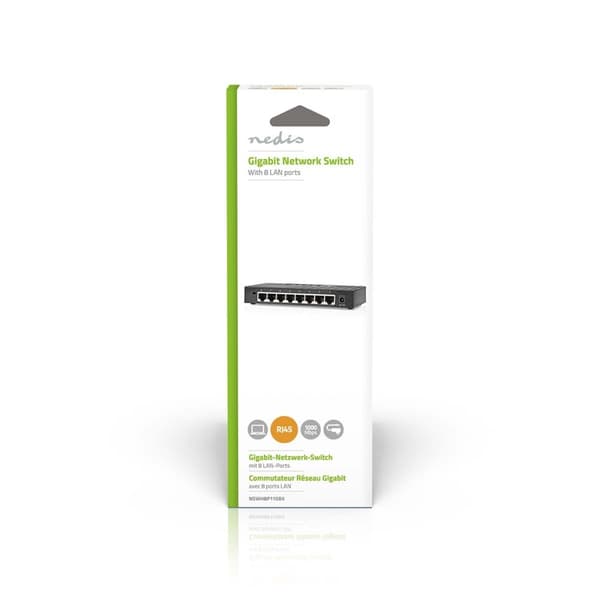 Nedis Nätverksomkopplare | Trådbunden hastighet: Gigabit | Antal Ethernet portar: 8
