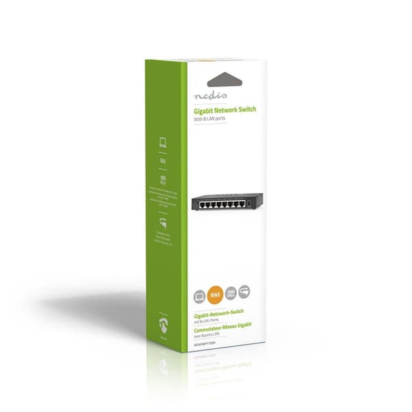 Nedis Nätverksomkopplare | Trådbunden hastighet: Gigabit | Antal Ethernet portar: 8