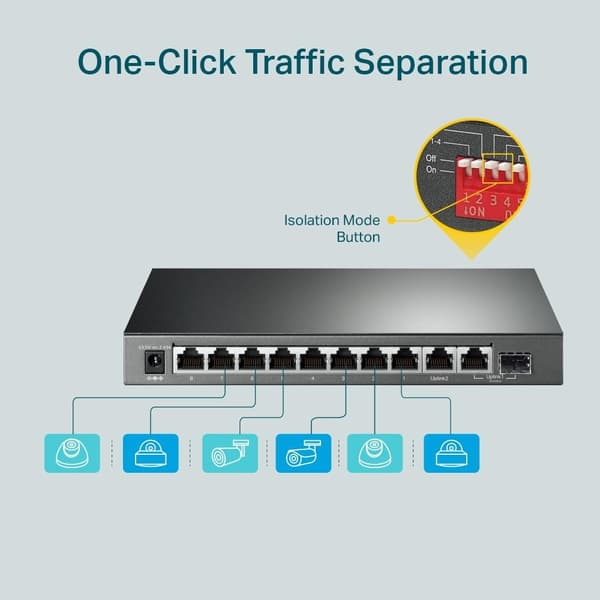 TP-Link 10-portars gigabitswitch för skrivbord med 8-portars PoE+