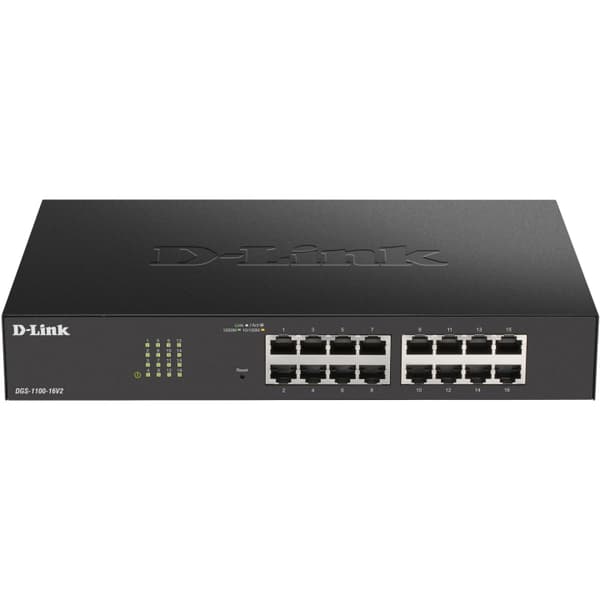 D-Link DGS-1100-16V2 16-port Smart Administrerbar Gigabit-Switch Svart