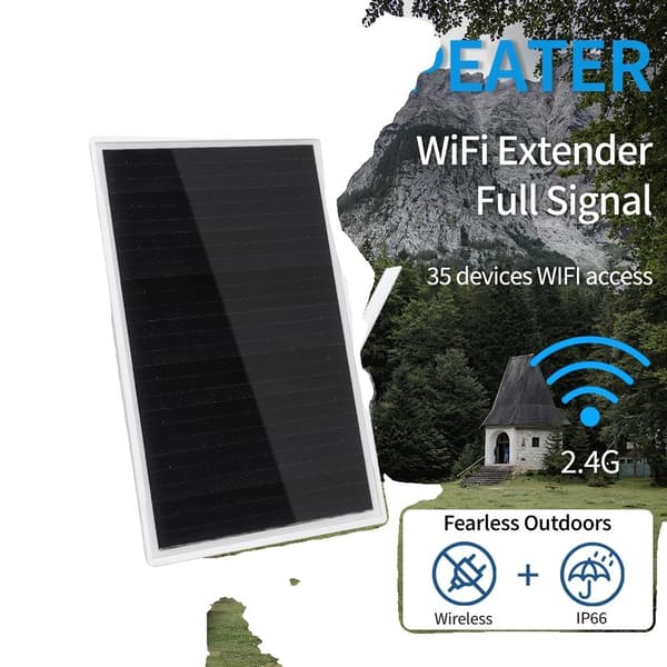 Solar WiFi Repeater, 300 Mbps højhastighedsforlænger, IP66 vandtæt,Lys Grå
