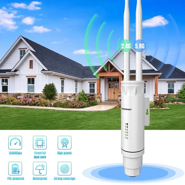Udendørs Adgangspunkt, 1200Mbps Trådløs Hastighed, Dual Band Frekvens,AC1200