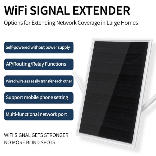 Solarl WiFi Repeater, 15W Solpanel, 300Mbps Ydelse,Solar Repeater