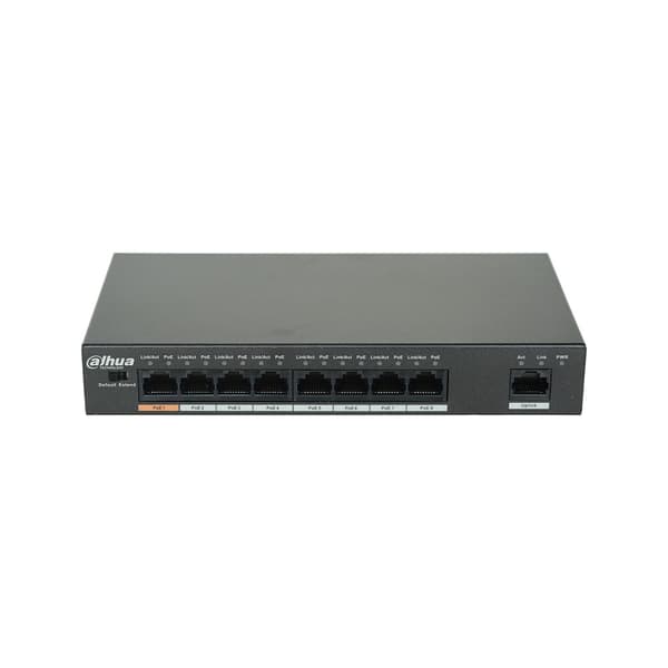 Dahua 8-Port PoE Switch, Hög effektutgång, Hållbar design,8-Port PoE