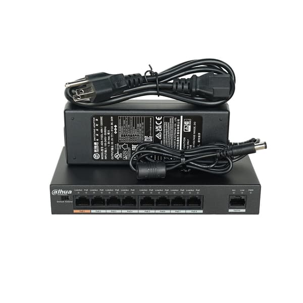 Dahua 8-Port PoE Switch, Hög effektutgång, Hållbar design,8-Port PoE