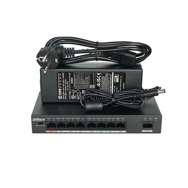Dahua 8-Port PoE Switch, Hög effektutgång, Hållbar design,8-Port PoE