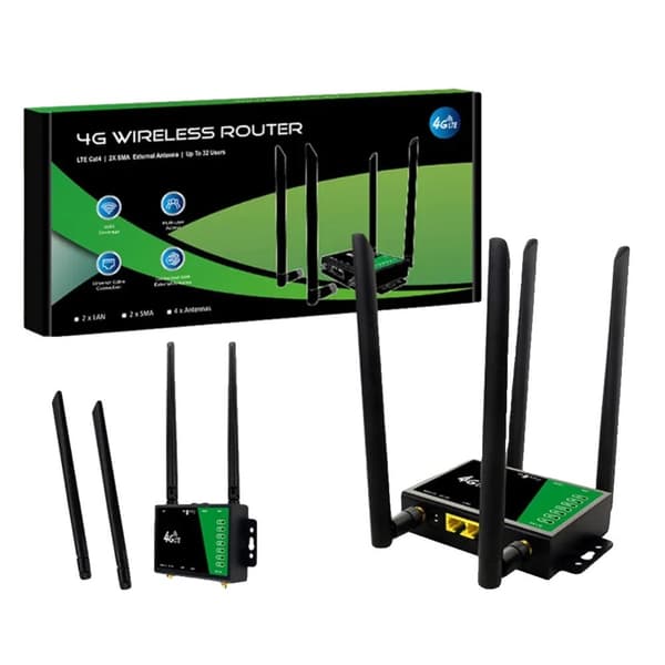4G Trådløs Router, Dobbelt Netværksporte, SIM-kort Kompatibilitet,Asiatisk udgave, Ordinary antenna in Danish is "Almindelig antenne".