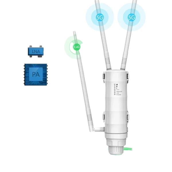 Udendørs trådløs WiFi-forstærker, dual-band forbindelse, vejrbestandigt design,AC1200