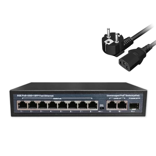 Ethernet-kytkin, 8 POE-porttia, 120W virtalähde,8POE 2RJ45 1SFP