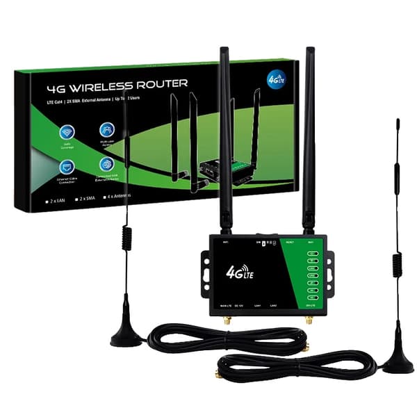 4G Industriel CPE Wifi Trådløs Router, 300Mbps Hastighed, Dobbelt Ethernet Porte,Sugekop antenne, Eurasisk udgave