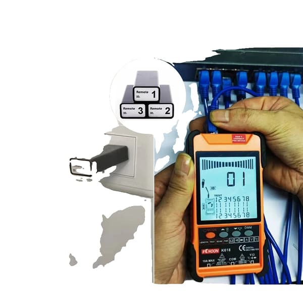 Håndholdt bærbar kabeltester, LCD-display, POE-test, justerbar følsomhed,Appelsin