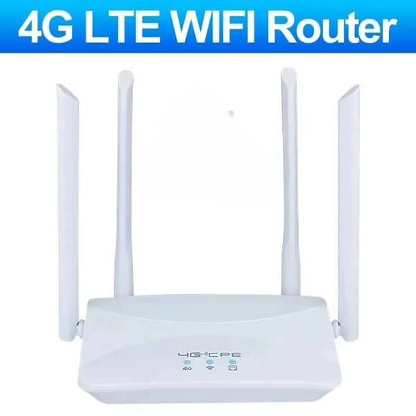 4G LTE WiFi-router, 150 Mbps datahastighed, 4 eksterne antenner, kablet forbindelse glattere,EU-stik, 4G WIFI-router