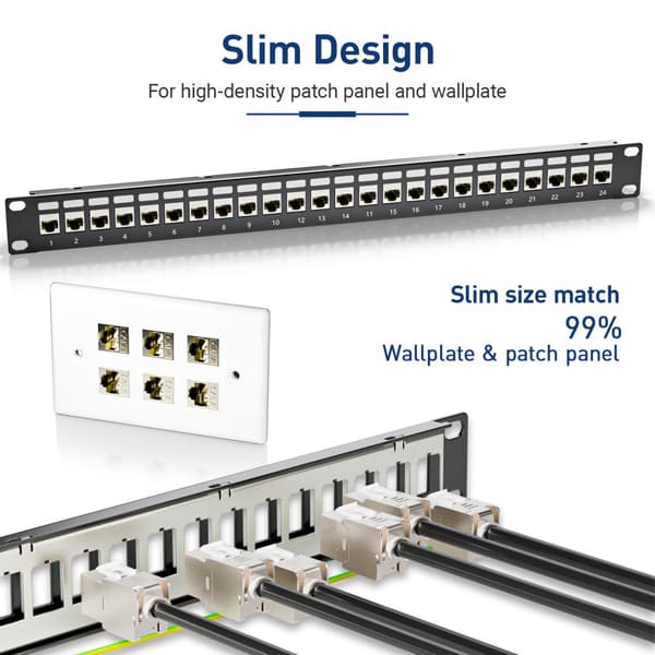 ZoeRax RJ45 Keystone Jack, værktøjsfri afslutning, højhastighedsydelse, slankt design