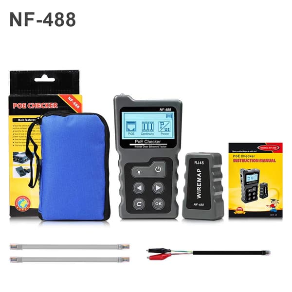 Verkkokaapelin tester, PoE-jännitteen ja virran mittaus, LCD-näyttö,NF-488