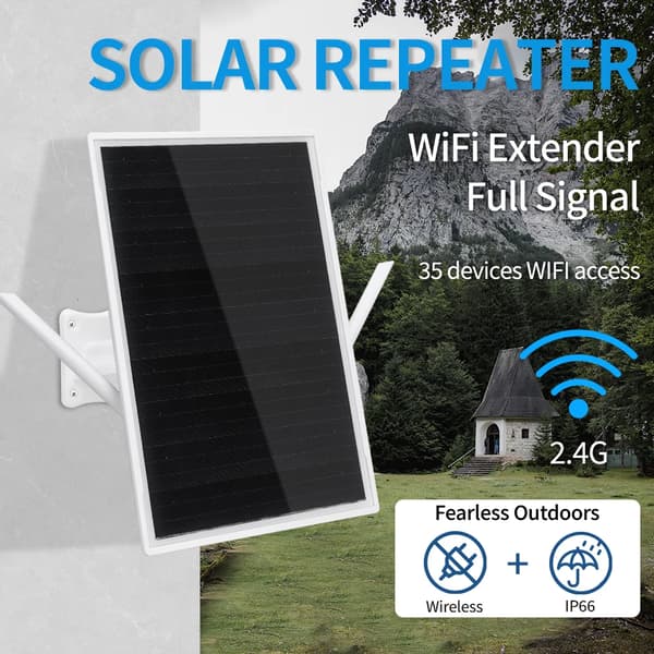 Solar WiFi Repeater, 300Mbps hastighed, understøtter 35 enheder,Lys Grå