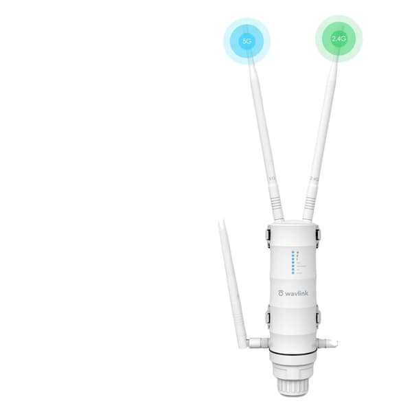 WiFi Range Extender, Dual-Band 1200Mbps Hastighed, Vejrbestandig IP65 Design,EU-stik, Ingen simkortslot