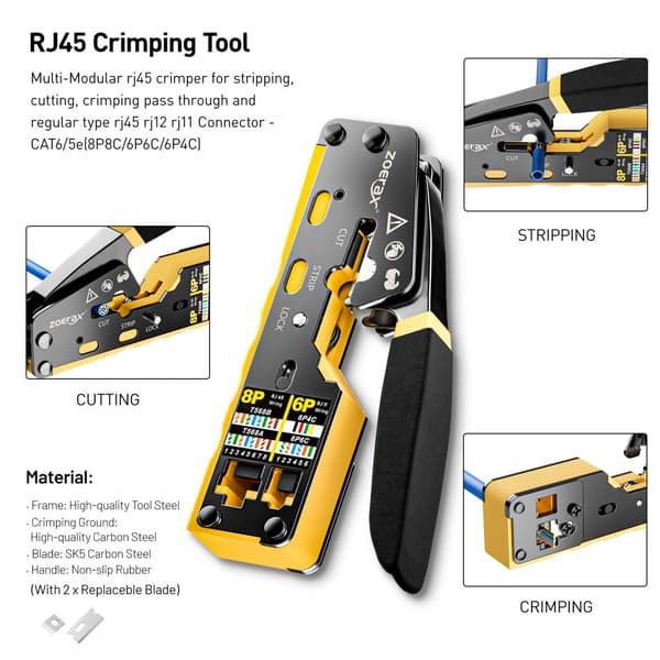 Cat6 Crimp Værktøjssæt, Multifunktionelle Crimpetang, Netværk Værktøjssæt