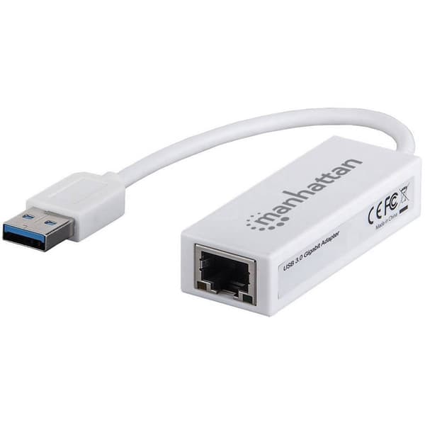 Manhattan Gigabit Ethernet Adapter Nätverksadapter 1 GBit/s USB 3.2 Gen 1 Vit