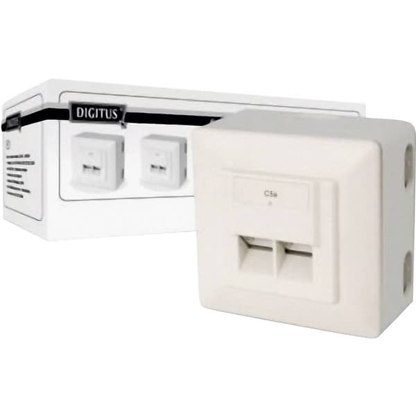 Digitus DN-9002-N Nätverksuttag Utanpåliggande CAT 5e 2 Port Renvit Vit